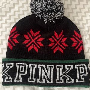 love pink pom pom beanie